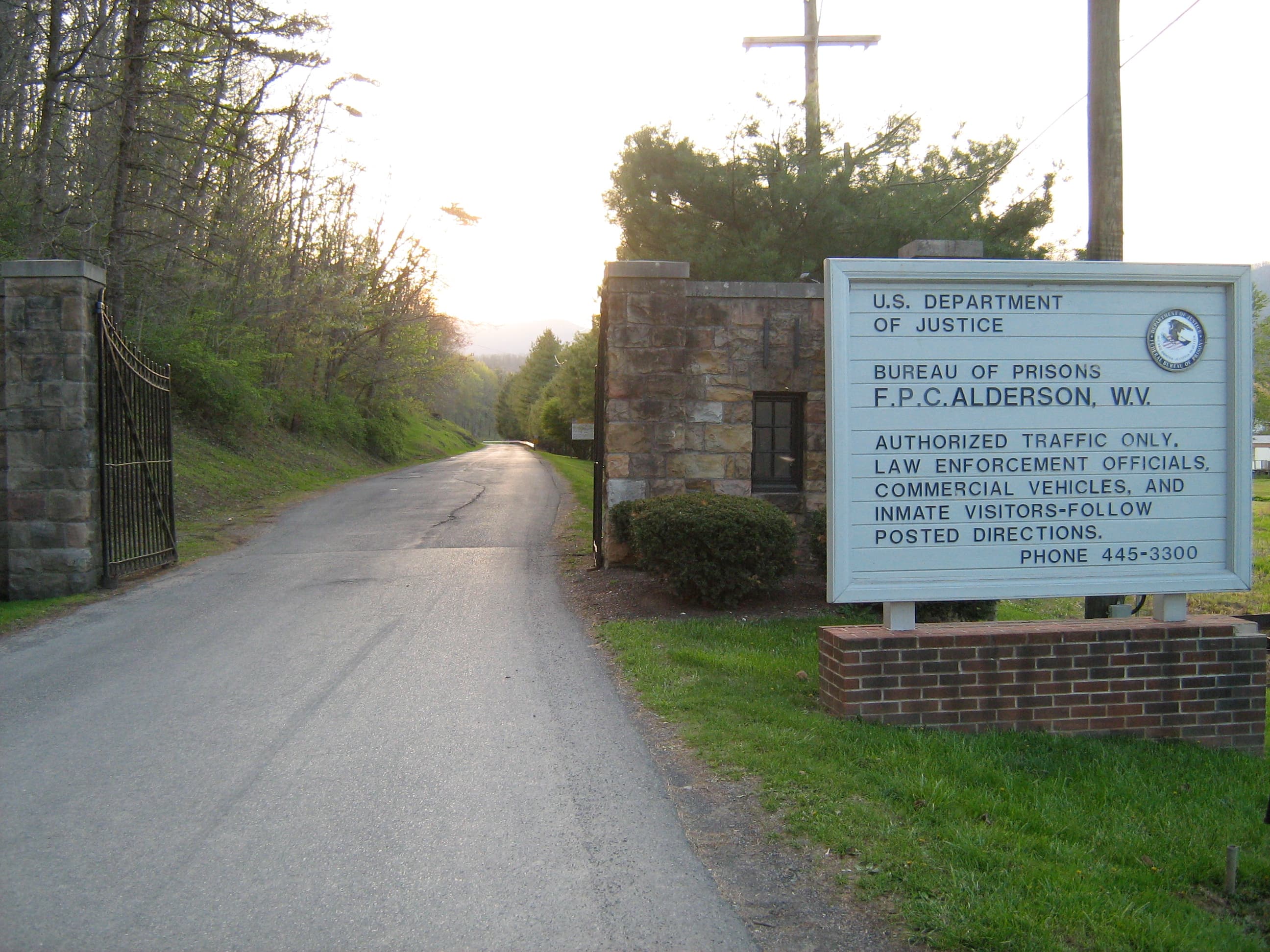 Entrance to the Alderson Federal Prison Camp